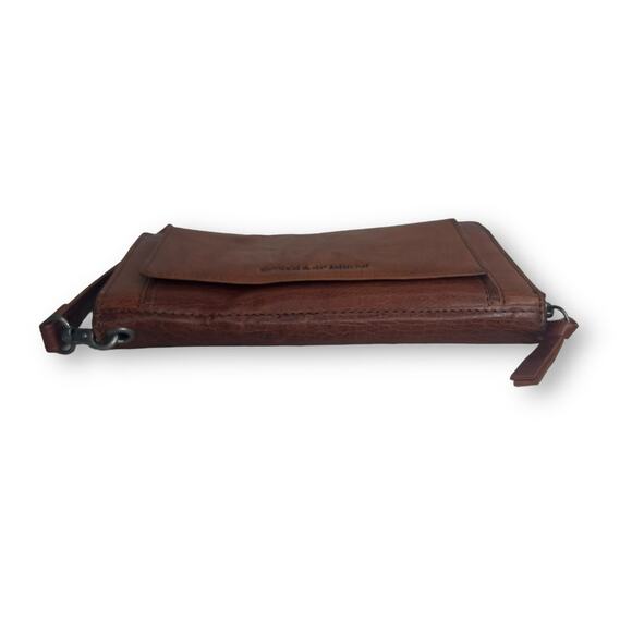 Spikes & Sparrow Brandy Brown Leather Aspen Wristlet Zip Wallet RFID Protected - Picture 10 of 12